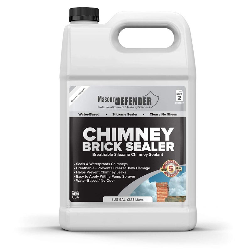 MasonryDefender Chimney Brick Sealer, Clear Water-Based Siloxane Sealer - Breathable Waterproofer for All Exterior, Vertical Masonry Surfaces, 1 gal - Image 1